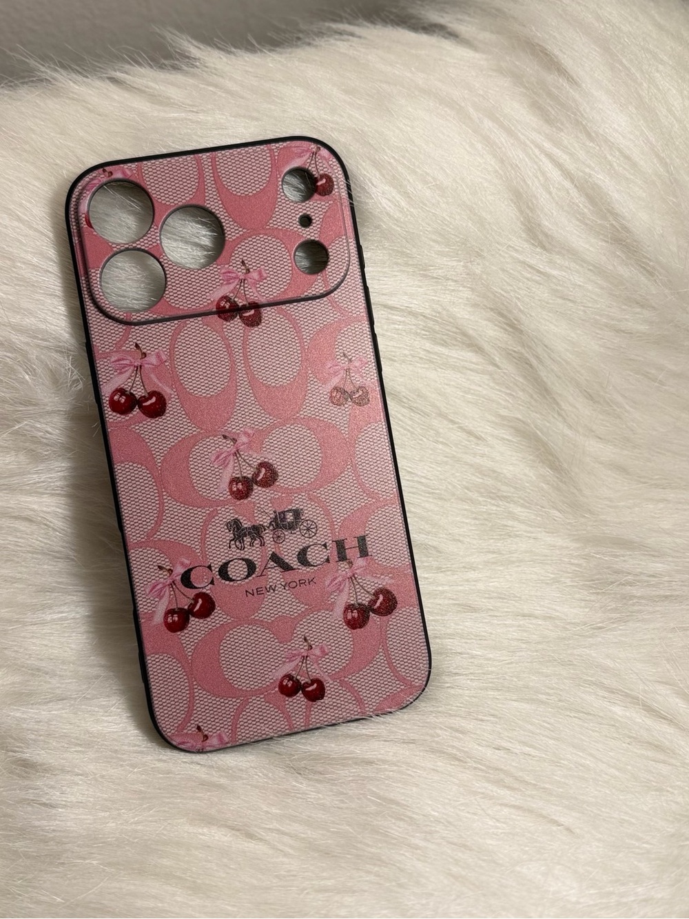 COACH Pink Cherry Signature iPhone Case